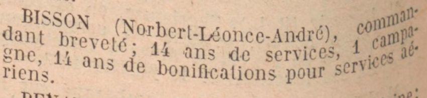 BISSON N L A Chevalier LH JO 15 Decembre 1938