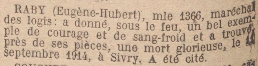 RABY Eugene MM JO 7 Decembre 1920